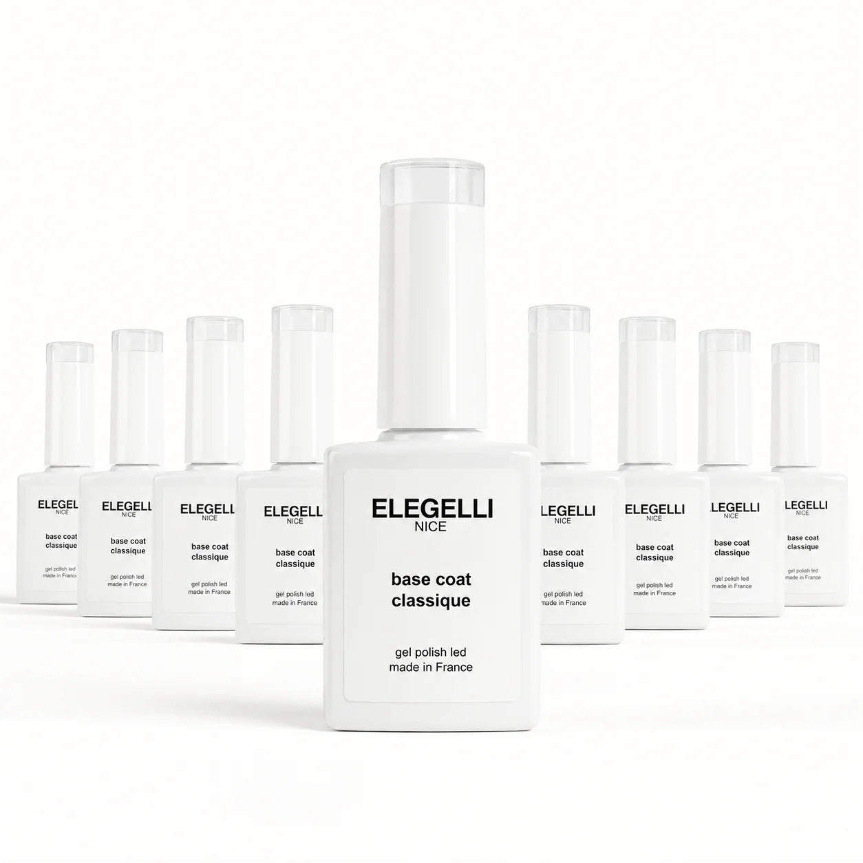 Elegelli nail polish bottles on a white background